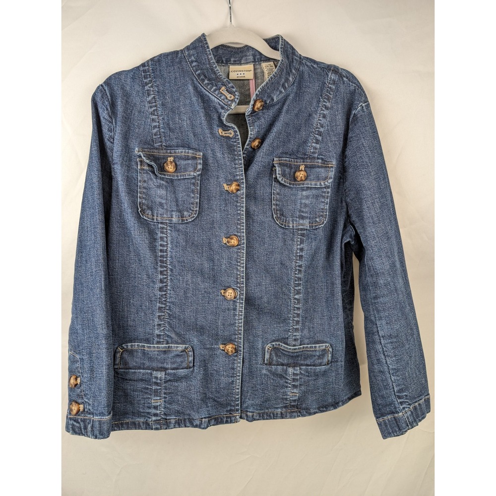 Covington Stretch Denim Jacket Blue Button Front … - image 2
